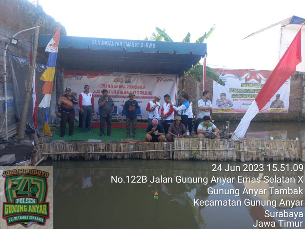 Rangkaian HUT Bhayangkara Ke 77 Polsek Gunung Anyar Adakan Lomba Mancing Gratis