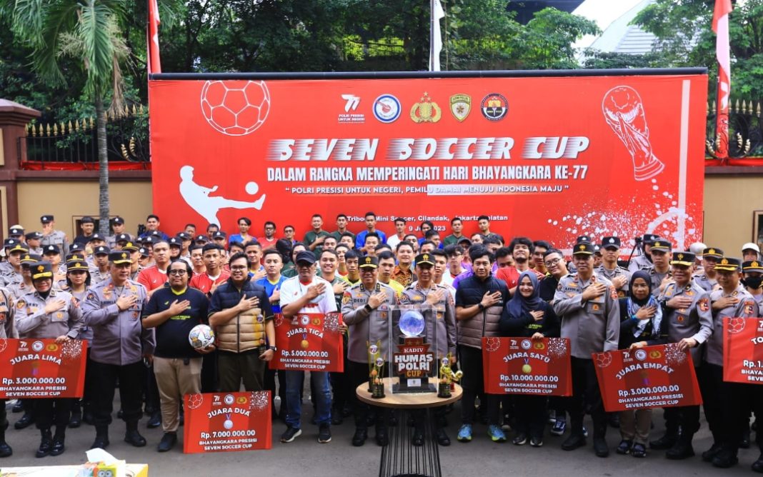 Wujudkan Pemilu Damai 2024, Polri Bersama Wartawan Gelar Bhayangkara Presisi Seven Soccer Cup