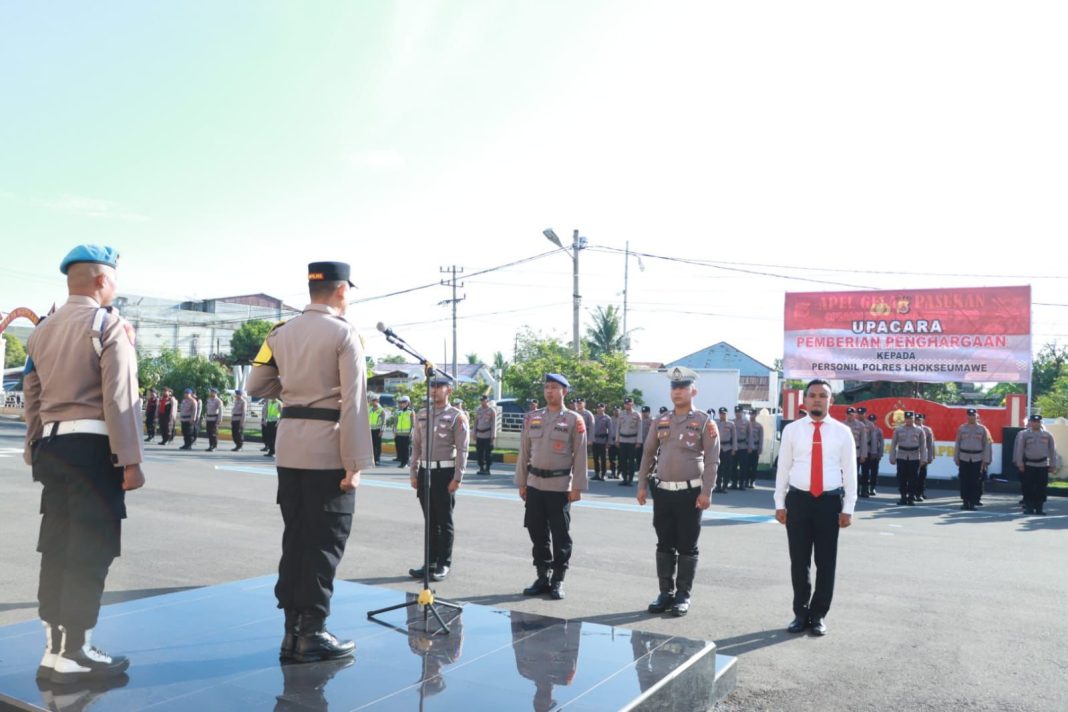 Puluhan Personel Terbaik Polres Lhokseumawe Diganjar Penghargaan