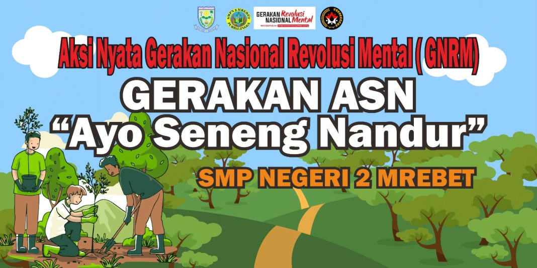 GNRM, SMP Negeri 2 Mrebet Tanam Ratusan Pohon