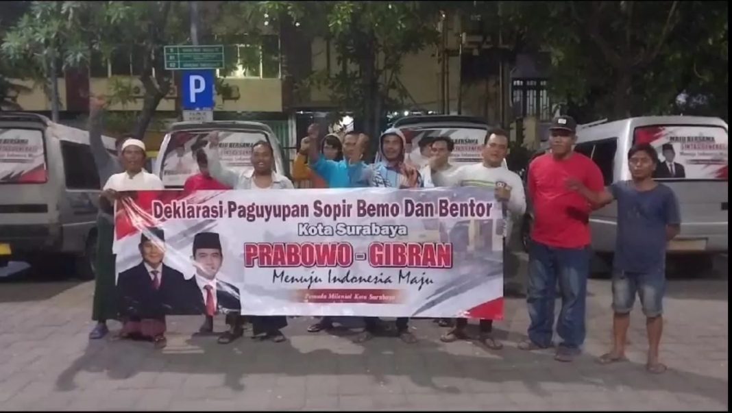 Dukungan untuk Prabowo-Gibran Terus Mengalir, Paguyuban Angkot dan Bentor Pasang Stiker Sukarela