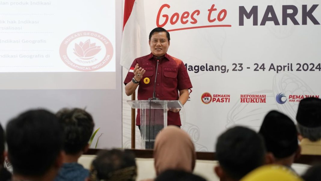 Kurniaman Telaumbanua saat memberikan sambutan. (Foto: DJKI Kemenkumham RI)