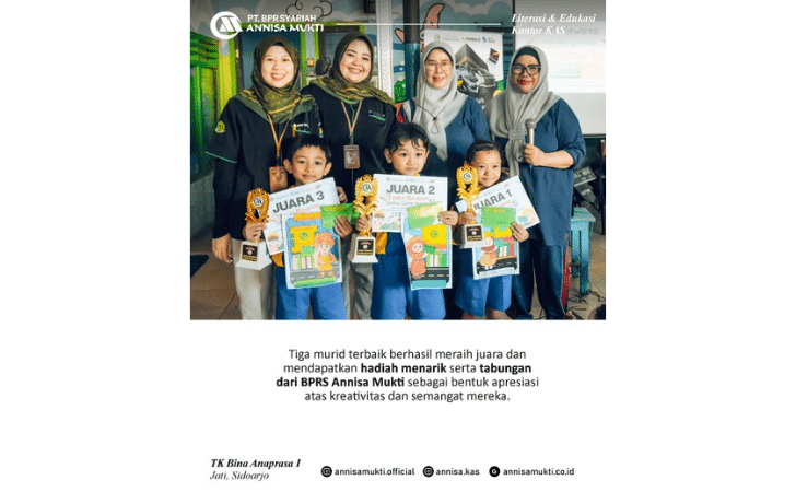 Bulan Inklusi Keuangan 2025 PT BPR Syariah Annisa Mukti Gelar Lomba Mewarnai Bersama Siswa TK Bina Anaprasa 