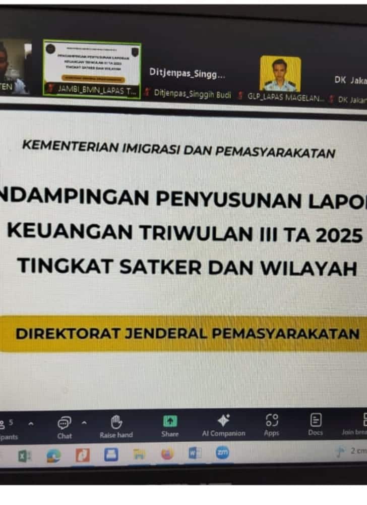 Bapas Klaten Kelas IIB Mendapatkan Pendampingan Penyusunan Laporan Keuangan Triwulan Kelas II Klaten Mendapatkan III Tahun Anggaran 2025