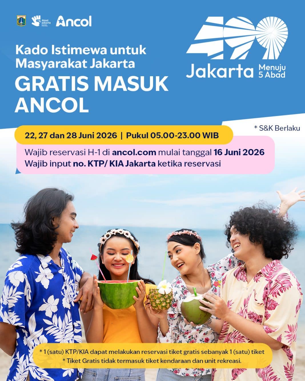 HUT Jakarta Ke 499 Masuk Tiket Ancol Gratis, Harus KTP Jakarta