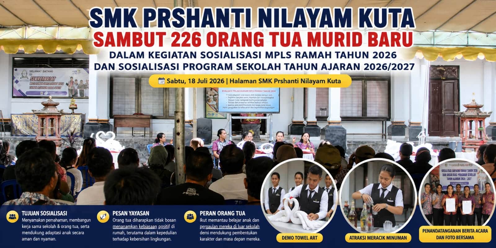 SMK Prshanti Nilayam Kuta Perkuat Sinergi dengan Orang Tua, 226 Wali Murid Hadiri Sosialisasi MPLS Ramah dan Program Sekolah 2026/2027