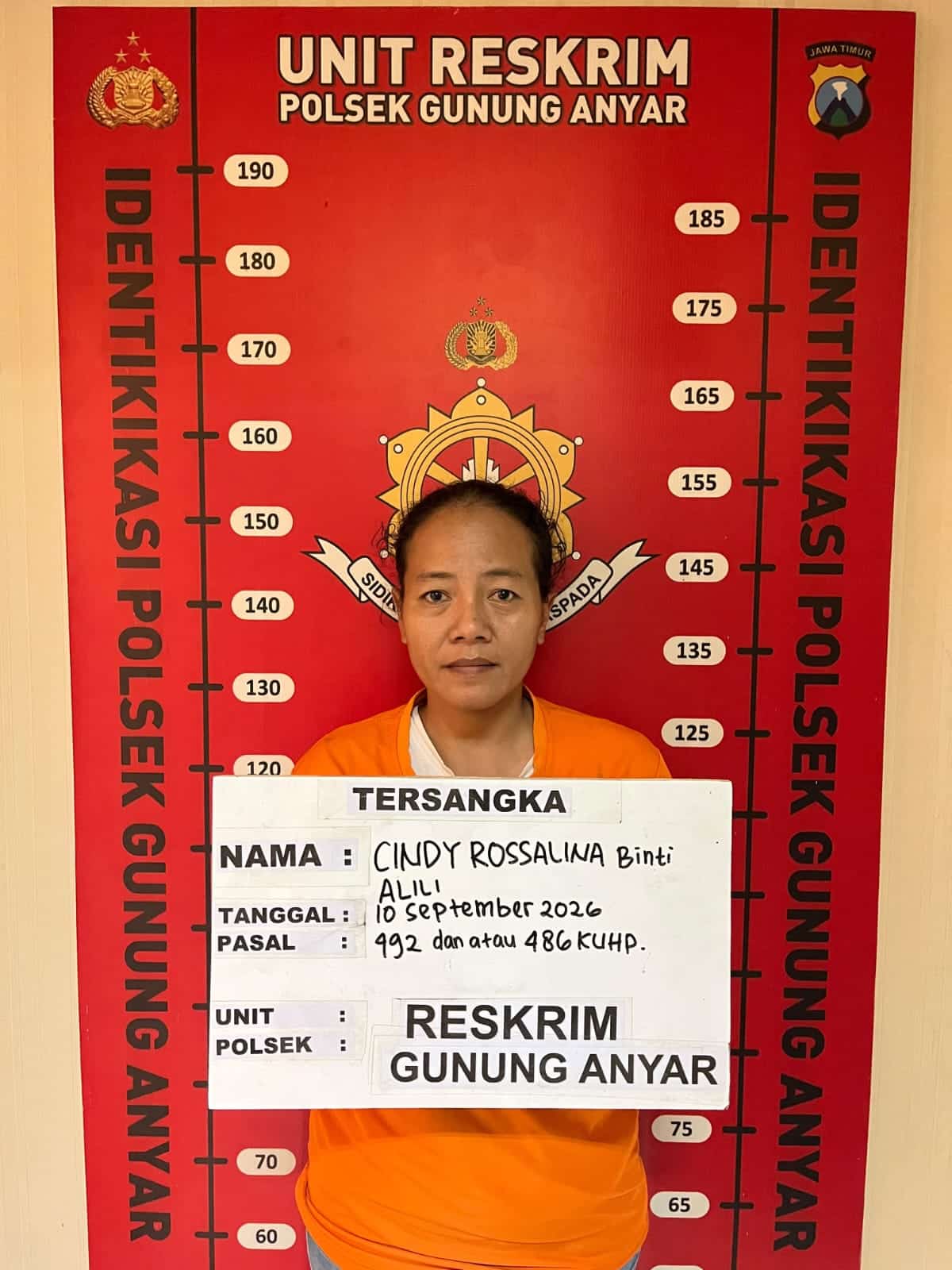 Diduga Gelapkan Kendaraan, Ibu Rumah Tangga Asal Bangkalan Madura "Gol"di Jeruji Besi Polsek Gunung Anyar