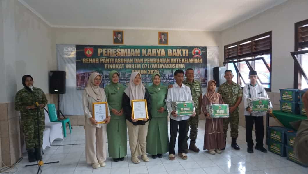 Danrem 071/Wijayakusuma Resmikan Rehabilitasi Panti Asuhan Mandhanisiwi, Wujud Kepedulian TNI untuk Rakyat