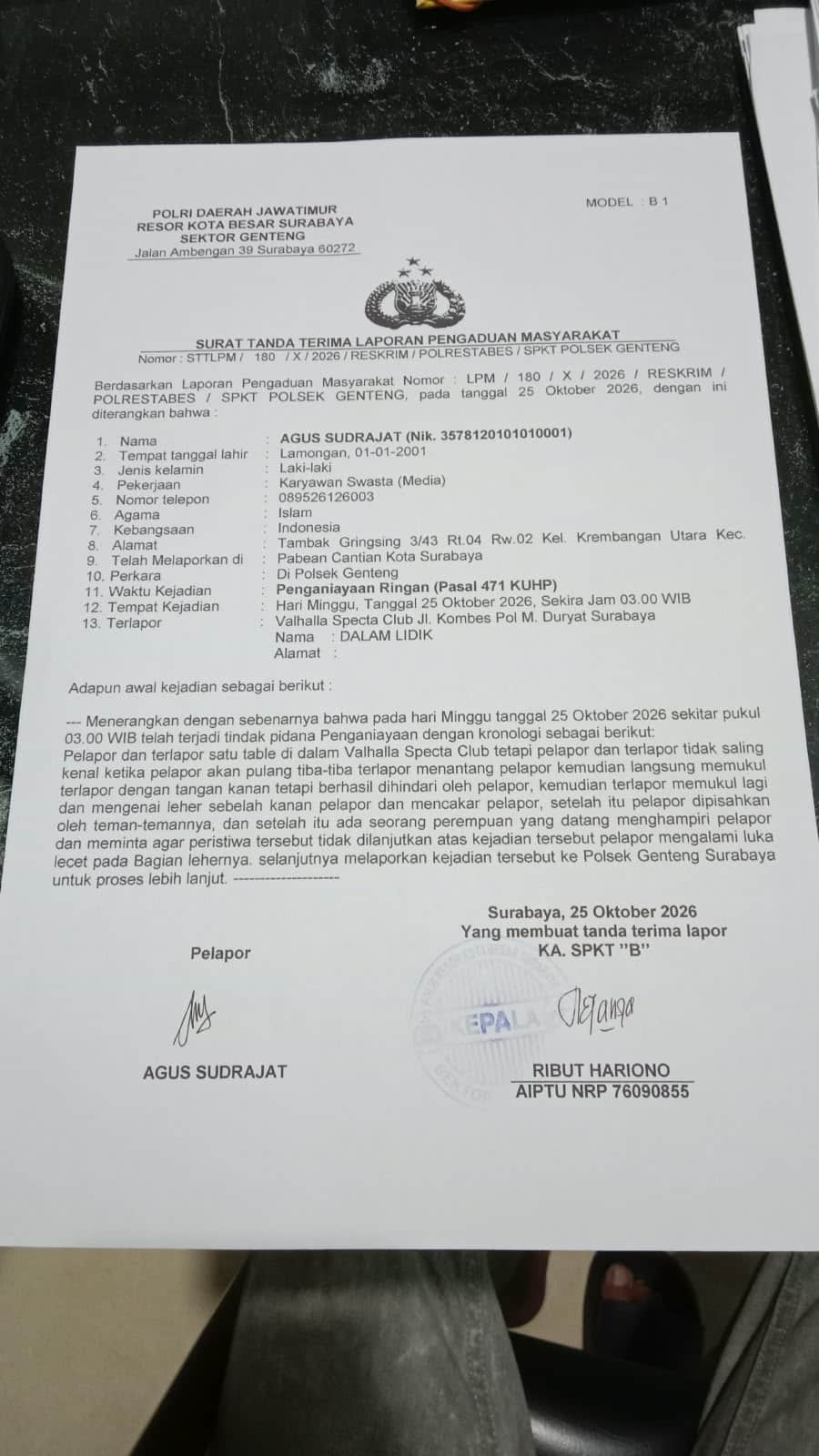 Pengunjung Mengaku Dipukul di Valhalla Specta Club, Polsek Genteng Diharapkan Usut Laporan